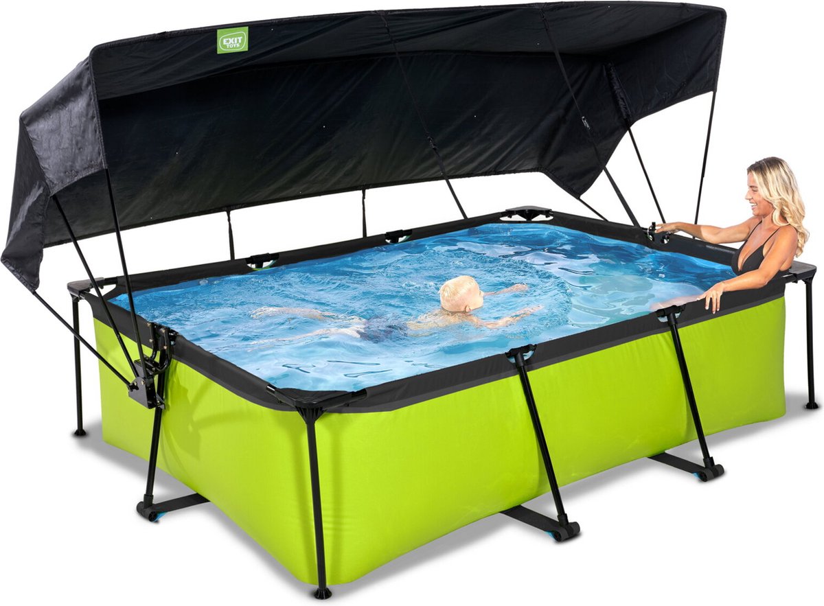 EXIT Lime zwembad 220x150x65cm met filterpomp en schaduwdoek - groen