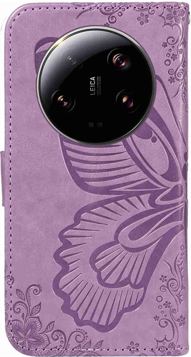 Mobigear Telefoonhoesje geschikt voor Xiaomi 13 Ultra Hoesje | Mobigear Butterfly Bookcase Portemonnee | Pasjeshouder voor 2 Pasjes | Telefoonhoesje voor Pinpas / OV Kaart / Rijbewijs - Paars