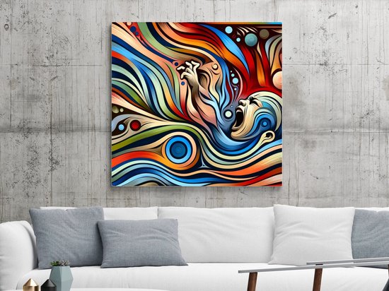 Abstract huilend kind schilderij | Huilen in stilte: een abstracte en emotionele kinderkunstcreatie | Kunst - 60x60 centimeter op Canvas | Foto op Canvas