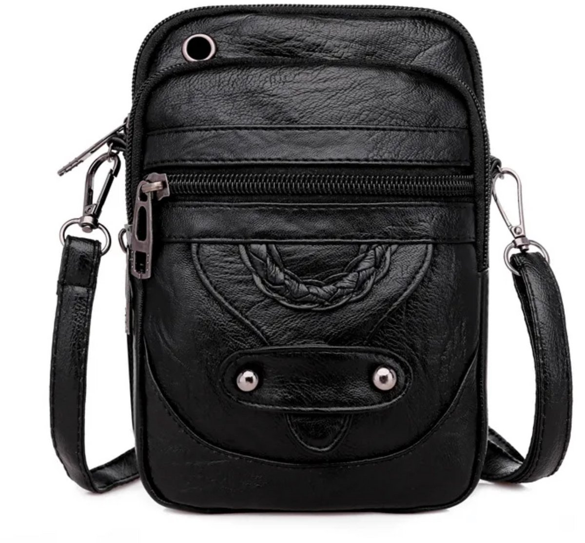 Innerlight® Vintage Dames Crossbody Tas – Kleine Schoudertas en Telefoontasje – PU Leer – Zwart – Portemonnee en Handtas in Eén