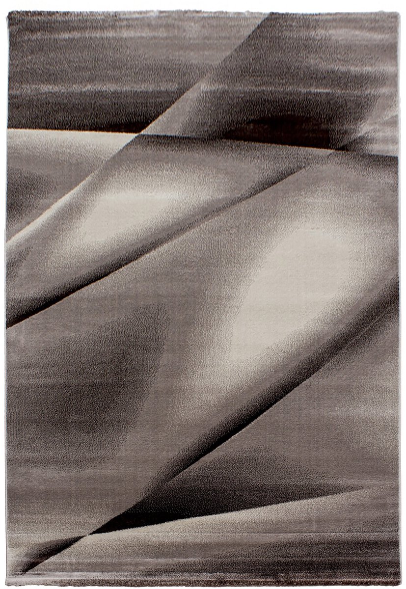 Ayyildiz Laagpolig vloerkleed, abstract ontwerp, bruine kleur, woonkamerkleed, jute achterkant, afmeting: 140 x 200 cm BROWN
