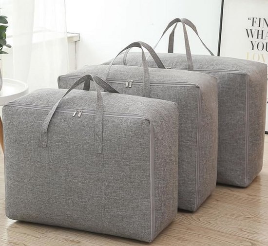 Vailando 3-pack grote canvas dekbed opbergzakken voor