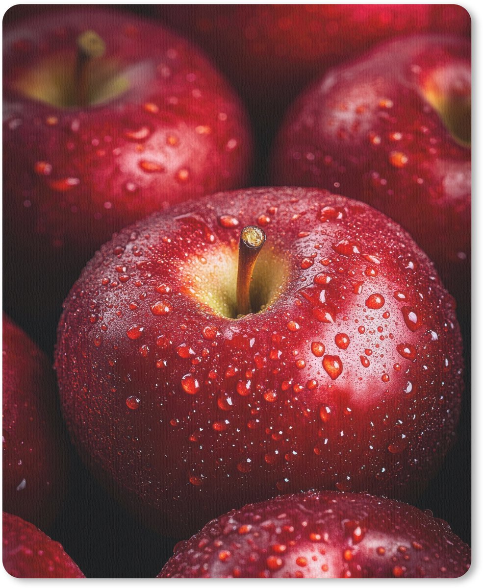 Muismat 19x23 cm - Mousepad Rood - Appels - Fruit - Muismatten