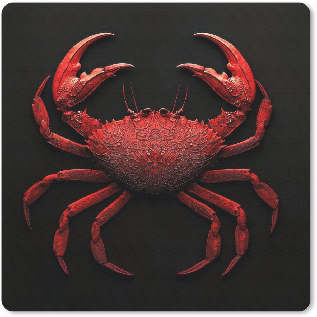 Muismat 30x30 cm - Mousepad Krab - Rood - Vissen - Schaaldieren - Muismatten