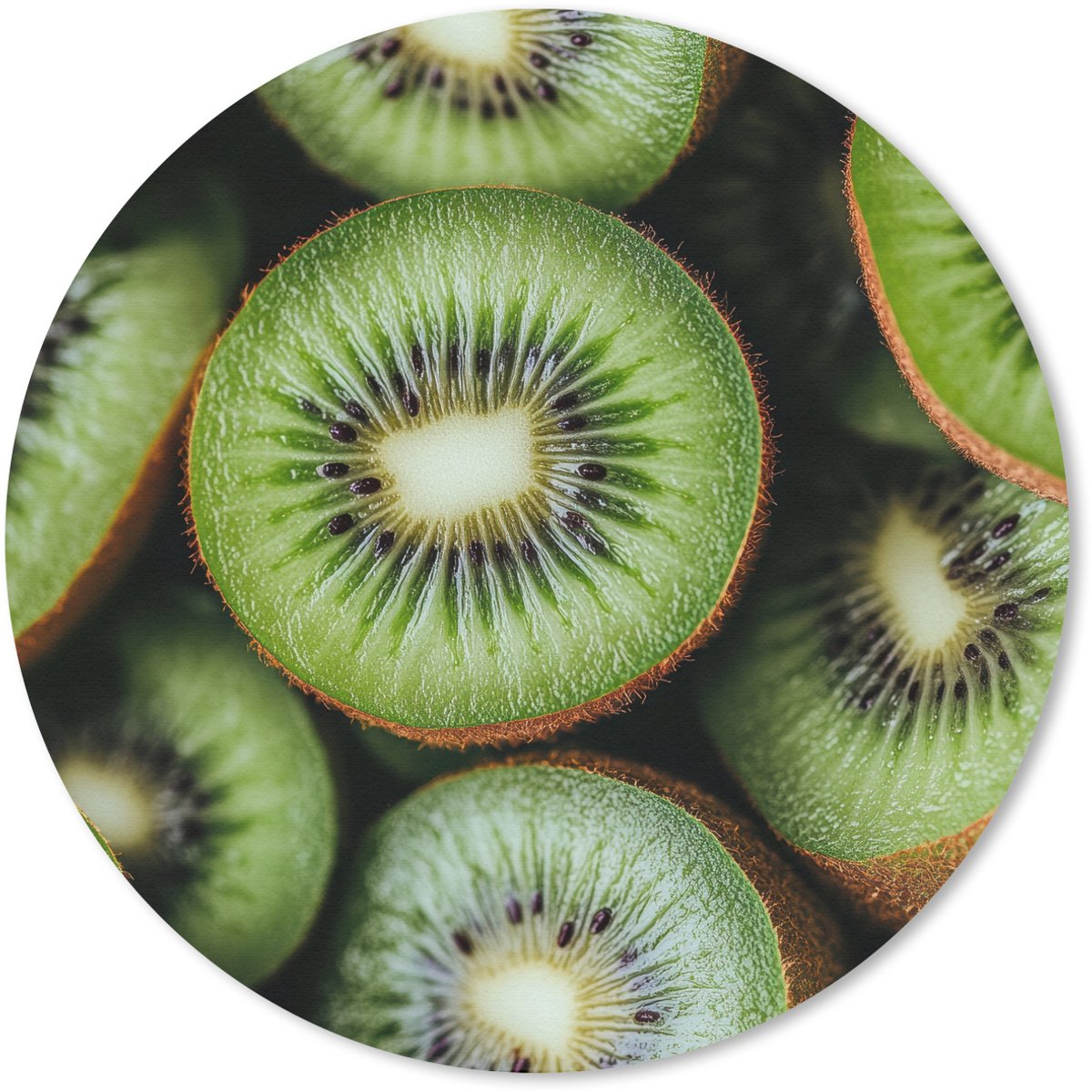 Muismat rond 30x30 cm - Mousepad Kiwi - Fruit - Groen - Ronde muismatten