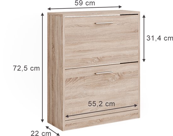 Meuble à chaussures Vicco Gizmo – 59 x 72,5 cm 2 compartiments Sonoma 2 compartiments