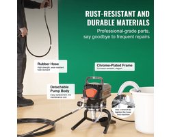 Airless Verfspuit - Verfspuiten Electrisch - Verfspuitmachine - Hoge Druk 3000PSI - 750W - 7,6m/15m Slang - Handmatige Verfspuit - voor Binnen- en Buitenschilderwerk