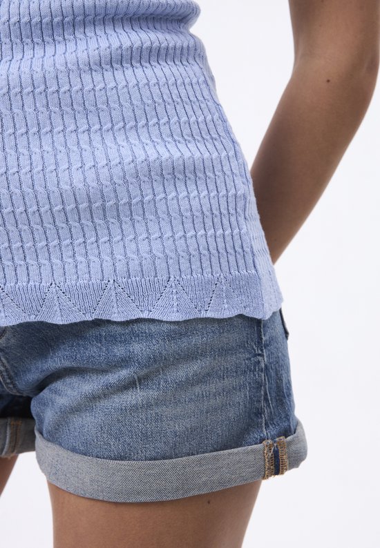 Felix Hardy Tricot T-shirts de 3 débardeurs d'été pour femme Beige-Bleu ciel-Bleu marine - S