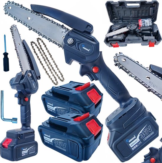 Mini Accu Kettingzaag 36V – Compact, Krachtig & Compleet – Inclusief 2 Accu’s