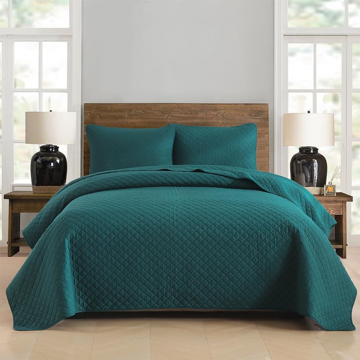 Unyqoos Luxueuze Turquoise Bedsprei Set van Katoen met Kussenslopen voor Tweepersoonsbedden turkoois