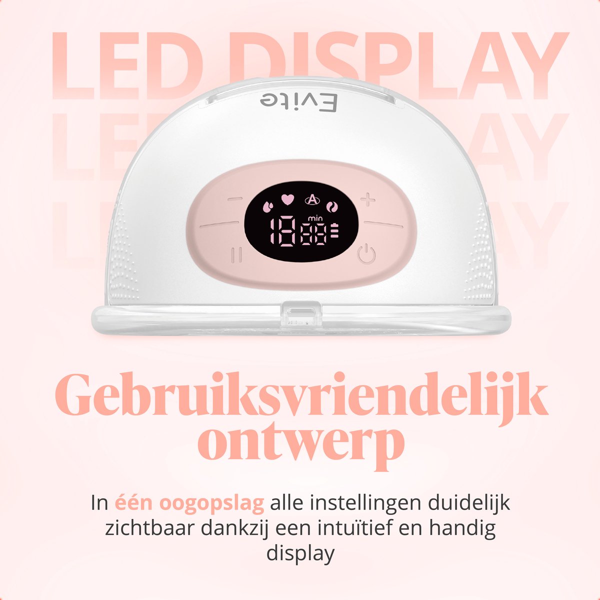Evite Elektrische Draadloze Borstkolf Nova – Handsfree & Draagbaar – BPA-Vrij – Dubbele Borstkolf - Met E-Book – Wit & Roze thumbnail 5