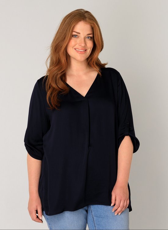 BASE LEVEL CURVY Yanina Blouse - Dark Blue - maat 1(48)