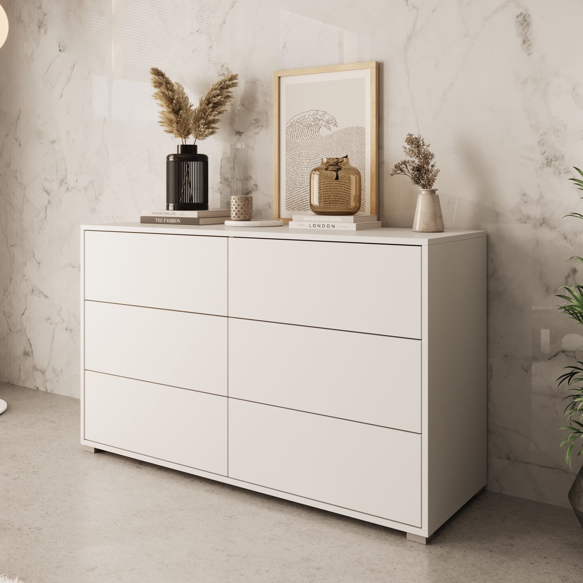 Meubella - Ladekast Gideon - Wit - 120 cm
