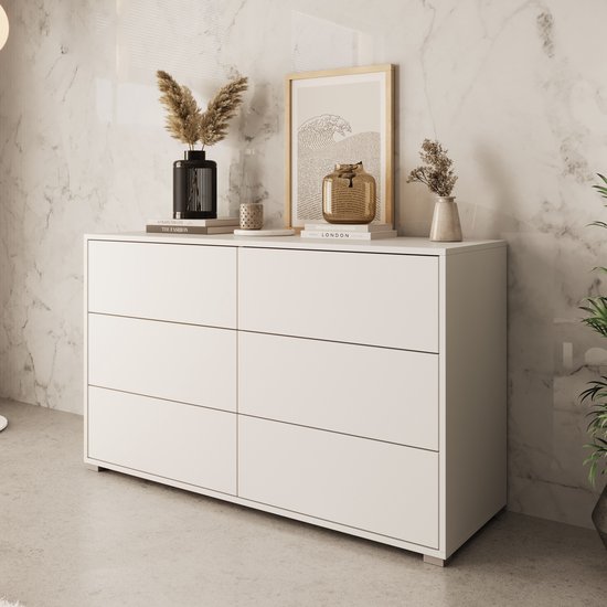 AKORD K-120 commode met 8 laden, klassieke commode voor slaapkamer, woonkamer, opbergkast, L 120 x H 99 x D 40 cm, gewicht 65 kg, elzen