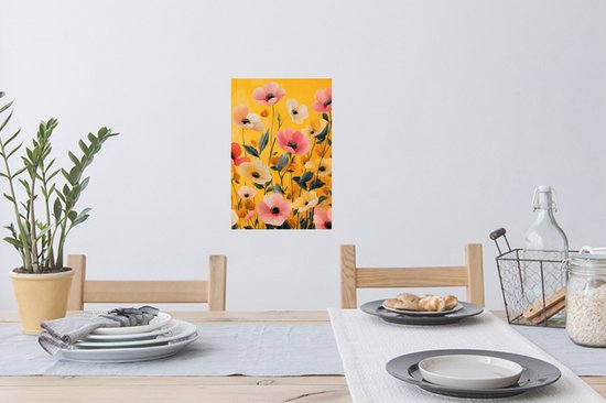 Stickers muraux - Feuille autocollante - Fleurs - Champ - Jaune - 20x30 cm - Feuille adhésive - Stickers muraux chambre enfant - Papier peint autocollant - Papier peint autocollant - Feuille autocollante