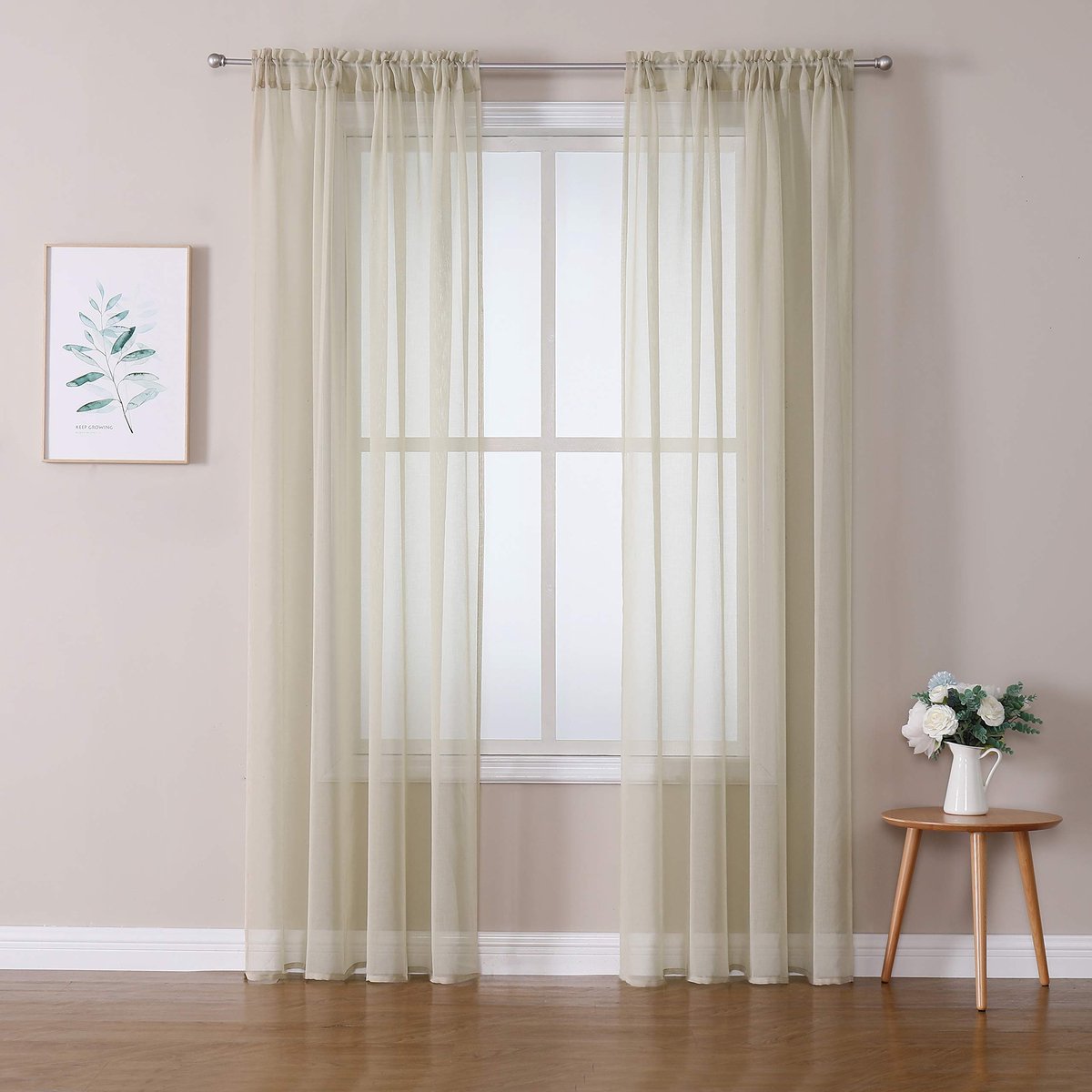 Ibenzoa® Tijdloze Elegantie: Set van 2 Transparante Polyester Vitrages voor Slaapkamer en Woonkamer
