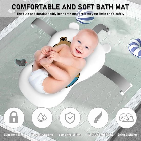 Baby Bad - Babybad - Met Ingebouwde Thermometer - Real Time Temperatuur - Met Kussen - Met Standaard - Inklapbaar - Grijs - Wit van Merkloos — afbeelding 3