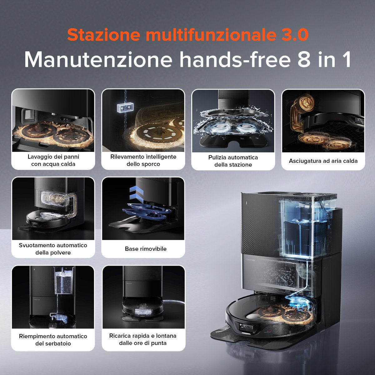Afbeelding 3 van Roborock Qrevo Slim Robotstofzuiger met Dweilfunctie –11000Pa –Intelligente Vuildetectie–Multifunctioneel Dock 3.0– StarSight– 3D ToF Navigatie –FlexiArm– Wasmop Met Warm Water