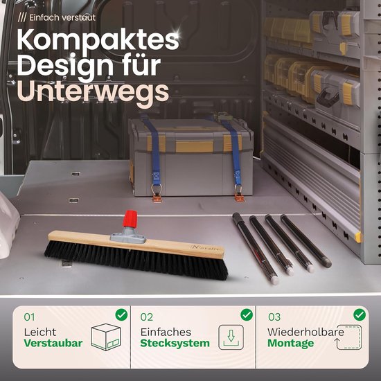 Novaliv Grote Bezem Zaalbezem 60 cm met Steelborstels Synthetische borstelharen Inclusief veegset verzinkt met rubberen lip bestaande uit stoffer en blik handborstel Fijne bezem Werkplaatsbezem Industriële bezem met Steel van Novaliv — afbeelding 3