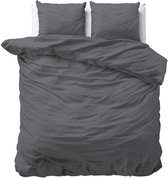 Sleeptime Flanel Jason - Dekbedovertrekset - Lits-Jumeaux - 240x200/220 + 2 kussenslopen 60x70 - Antraciet