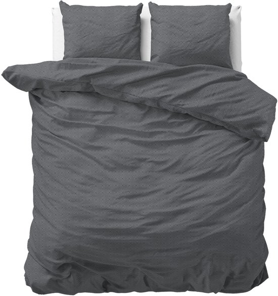 Sleeptime Flanel Jason - Dekbedovertrekset - Lits-Jumeaux - 240x200/220 + 2 kussenslopen 60x70 - Antraciet