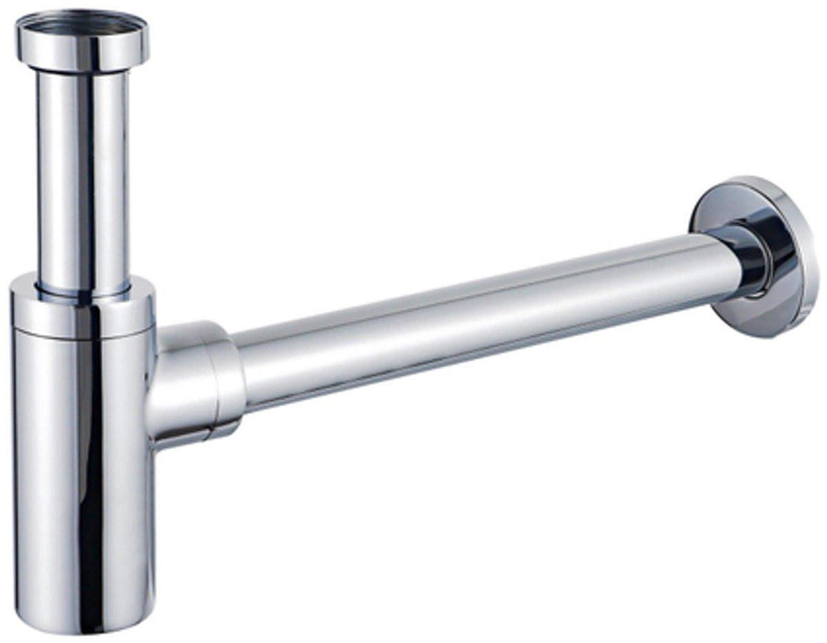 FugaFlow Eccelente Arredo Design bekersifon rond chroom 1¼" + muurbuis + rozet Chroom