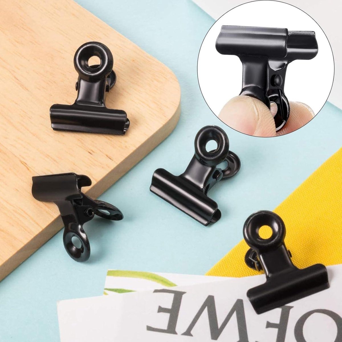 50 Stuks Zwarte Bulldogklemmen – 22 Mm Metalen Papierklemmen Met Ophanggaten, Mini Fotoklemmen, Voor Thuis, Kantoor En School