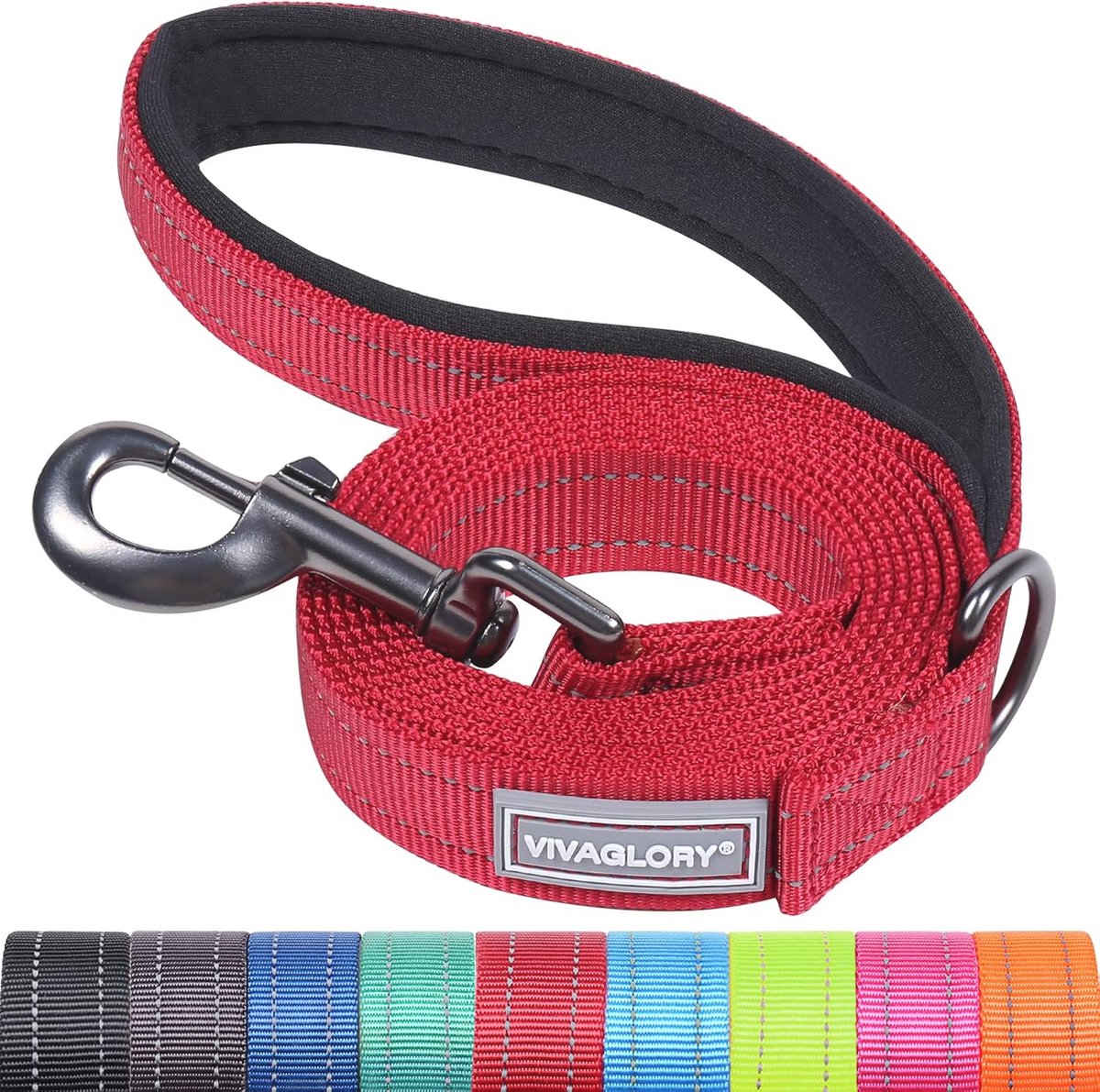 Reflecterende gewatteerde hondenriem - Lange nylon trainingriem voor middelgrote en grote honden