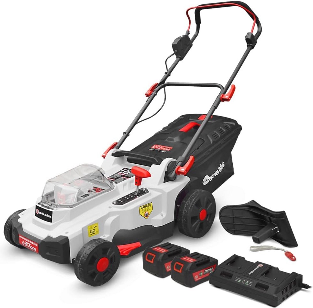 Draadloze Grasmaaier Oplaadbaar 40V - 37 cm Werkbreedte, Mulchfunctie, Inclusief Accu's