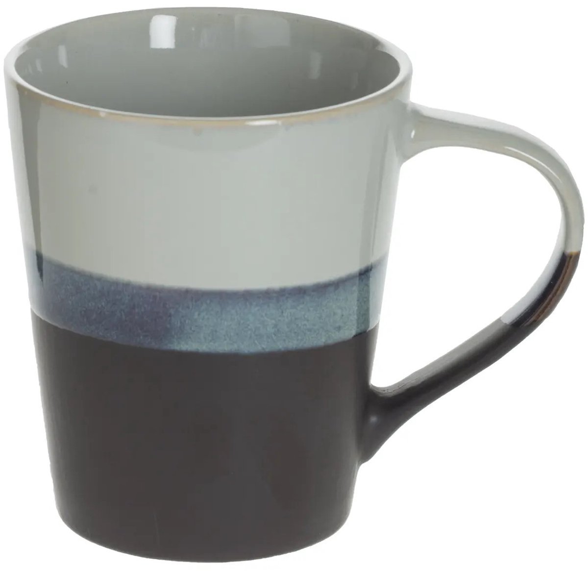 Secret de Gourmet Koffiemokken Lagune - 1x stuks - Keramiek - grijs/blauw - 360 ml - 9 x 10 cm