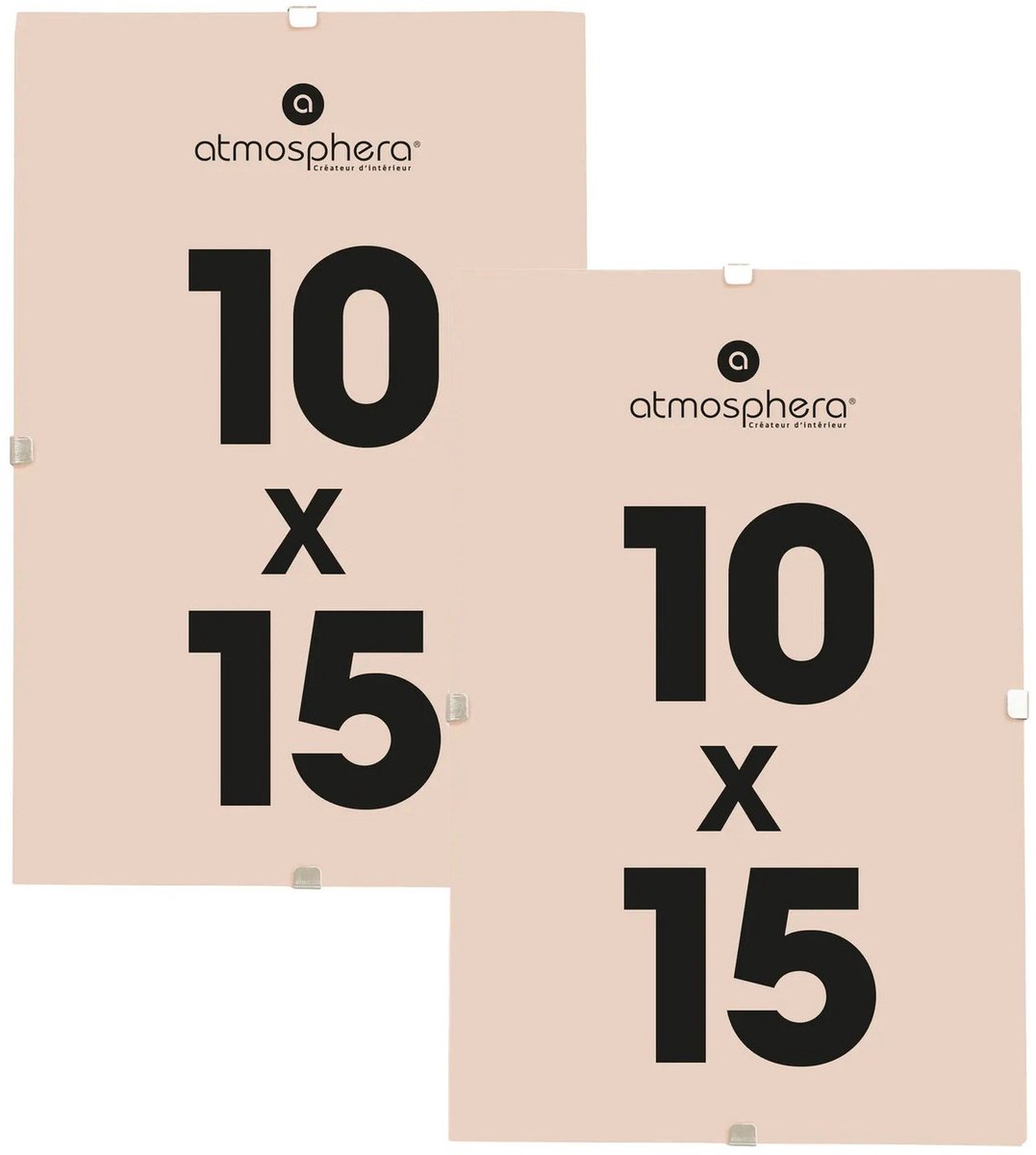 Atmosphera Fotolijstje zonder rand - 2x - voor 10 x 15 cm foto - mdf/glas - Het basic fotolijstje Transparant
