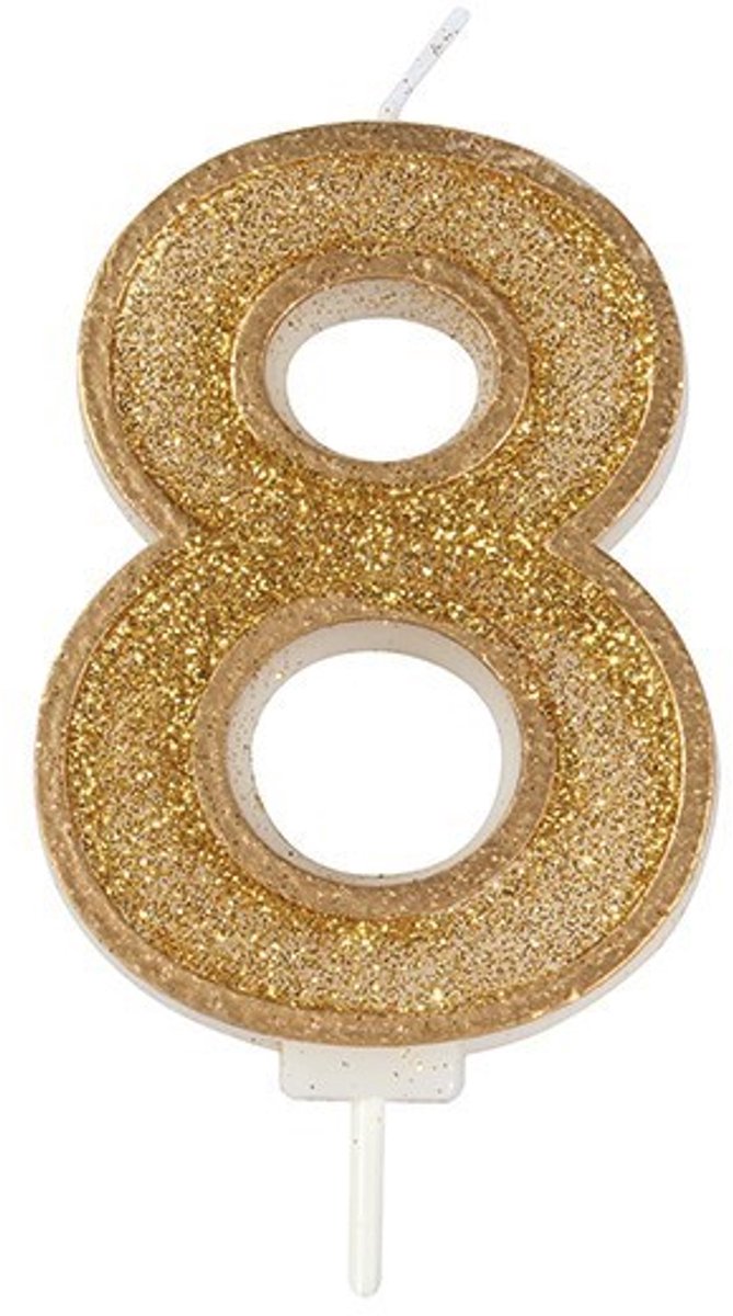 Sparkle Gold Numeral Candle 8