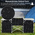 Waterdichte Oxford stof campingkeuken met regen die op de stof valt.