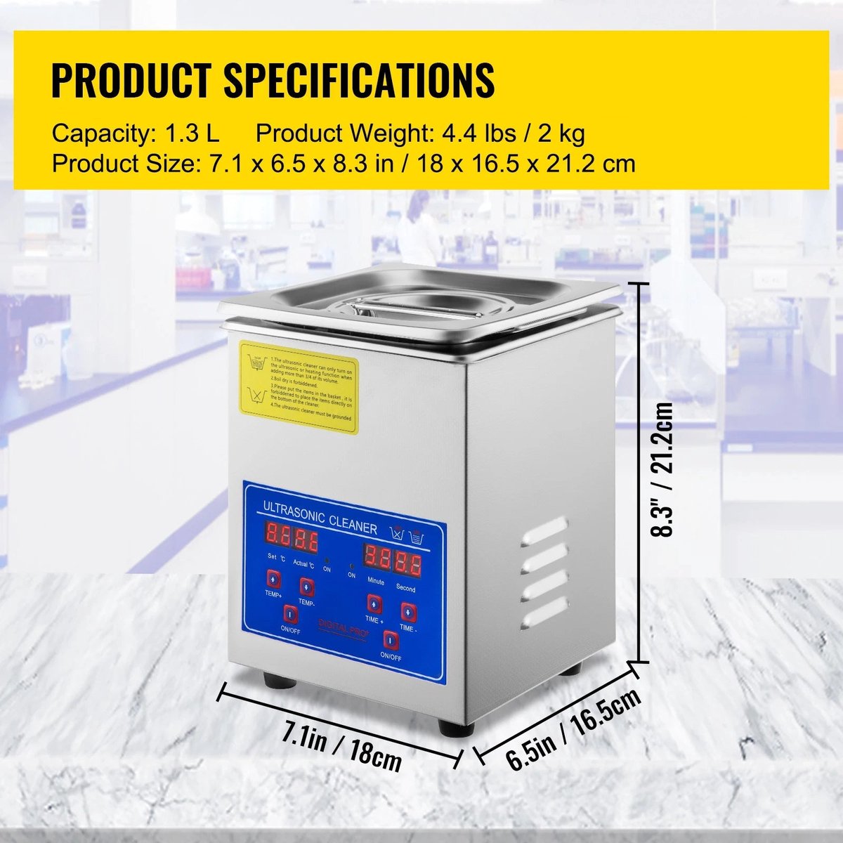 Ultrasoon Reiniger - Utrasoon Reinigingsapparaat - Utrasoonreiniger voor Brillen - 1.3L - Compacte Vaatwasser met LED Display