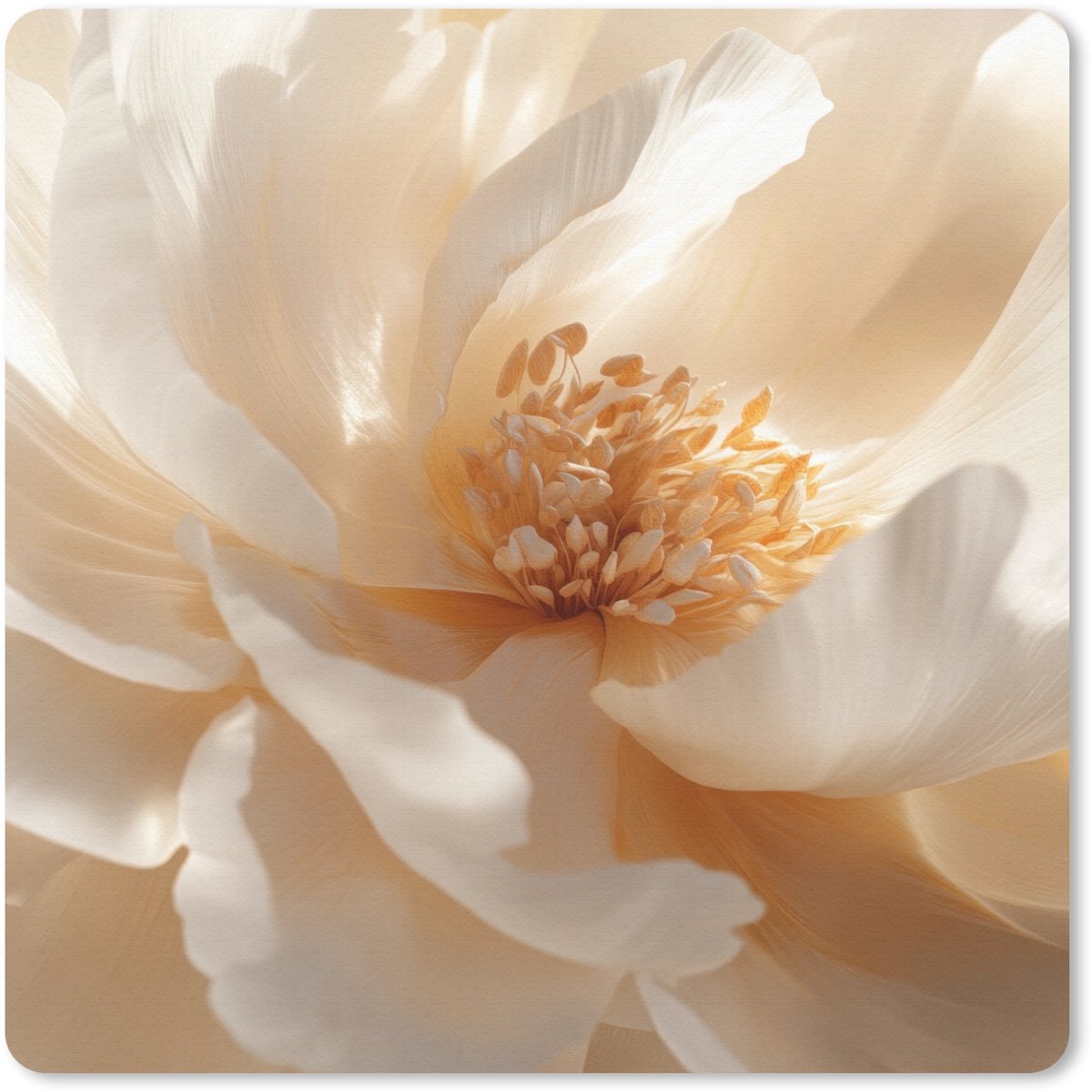 Muismat 30x30 cm - Mousepad Close up - Pioenroos - Wit - Muismatten