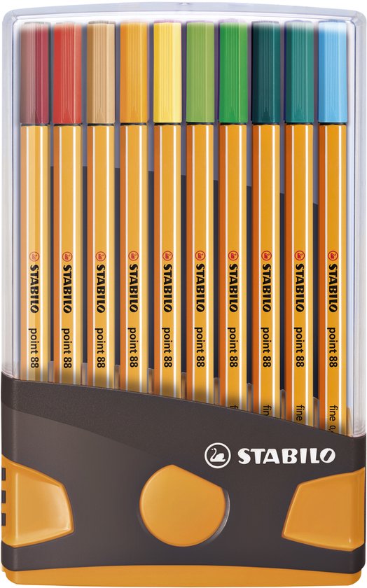 STABILO point 88 - ColorParade - Antraciet/Oranje - Set Met 20 Verschillende Kleuren