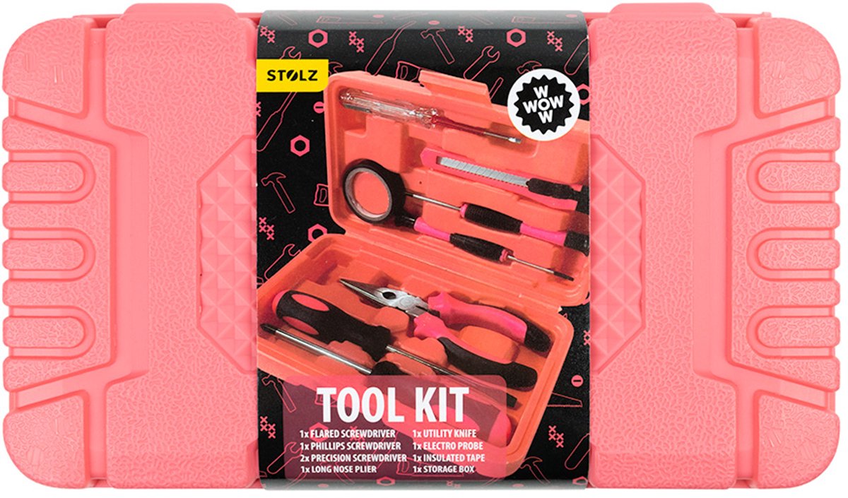 Gereedschapsset | 9-Delig | Merk: Stolz | Kleur: Roze