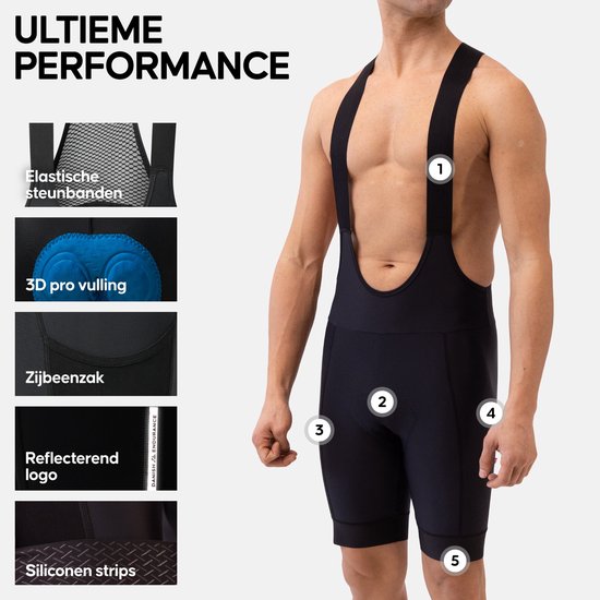 DANISH ENDURANCE Wielershort Heren - 3D Pro Padding - Sneldrogend - Voor Lange Afstand Fietsen - Zwart - Maat M — afbeelding 4