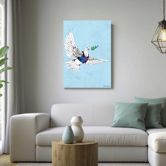 Banksy Graffiti - Canvas Schilderij 64x90 cm - Schilderijen Woonkamer