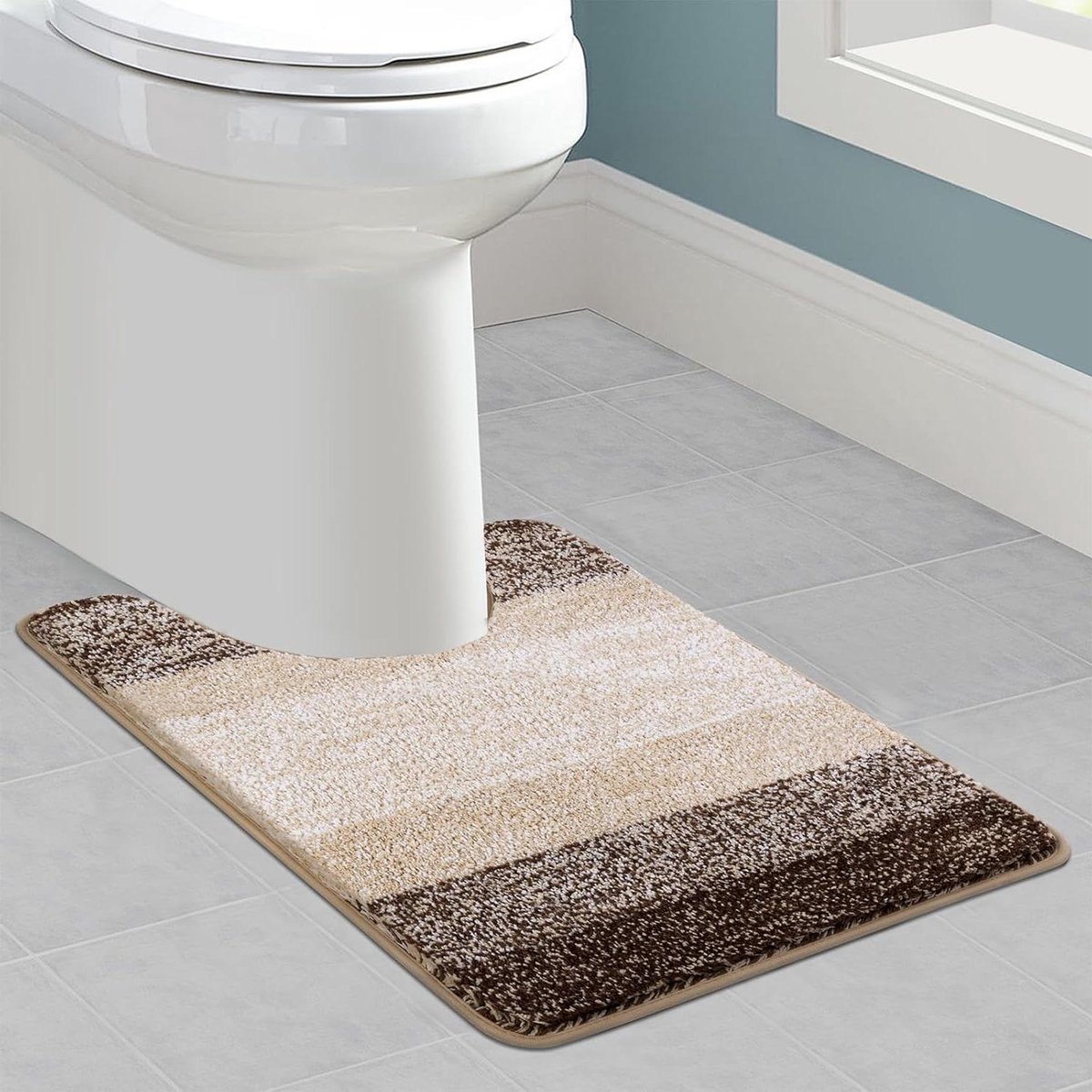 U-vormige toiletmat 50 x 60 cm - Ultrazacht en absorberend - Koffiebruin