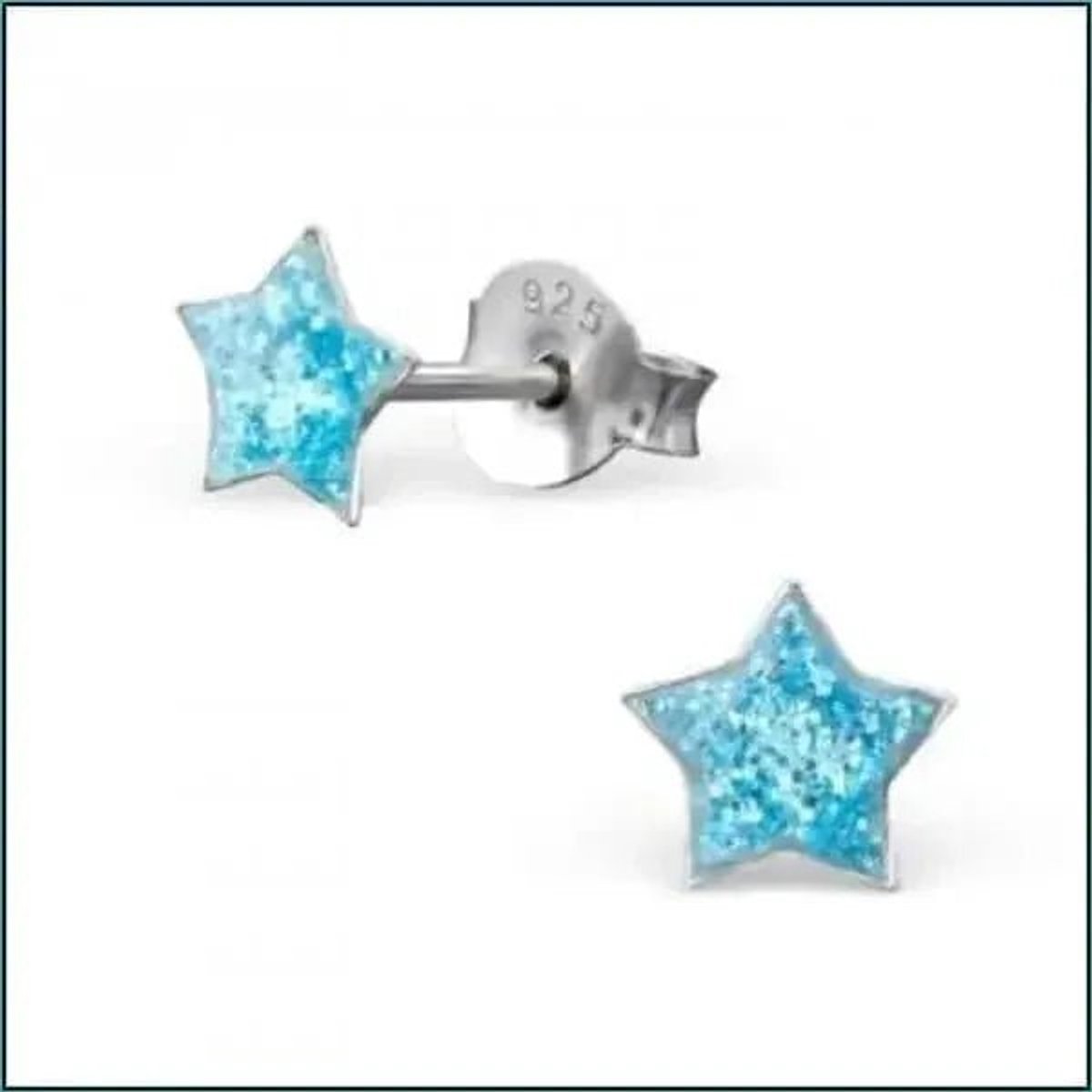 Aramat Jewels | Oorbellen | Zilveren Kinderoorbellen Blauwe Glitter Ster 5mm | | | |5mm | Zilver | Kinderen, Volwassenen | Verkleurd niet