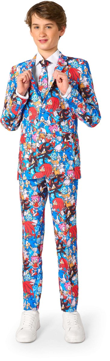 OppoSuits Teen Boys Sonic the Hedgehog™ Pak - Tiener Kostuum - Jongens Pak - Verkleedkleding - Blauw - Maat EU170/176