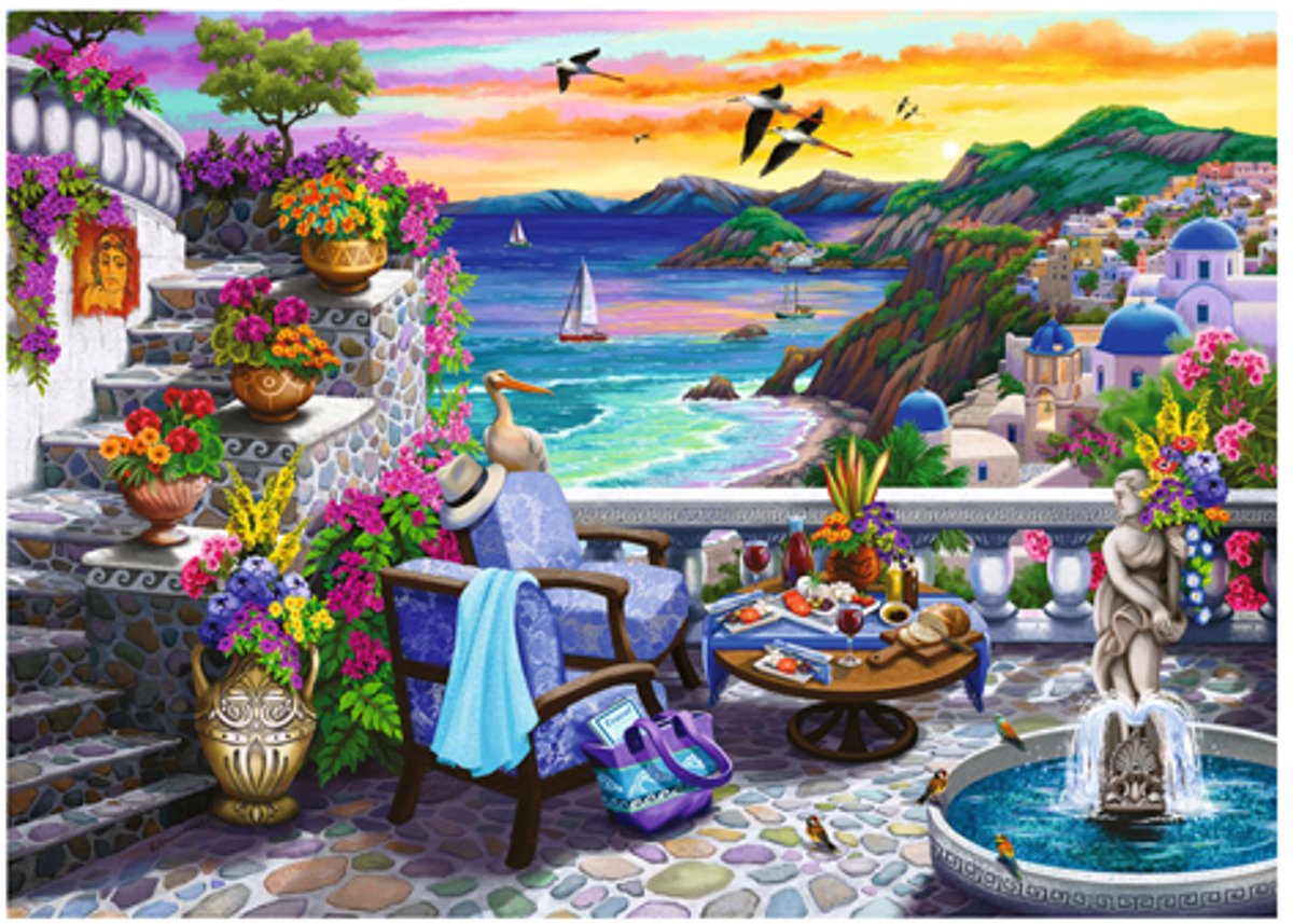 Ravensburger puzzel Santorini Sunset - Legpuzzel - 300 extra grote stukjes