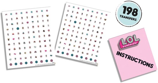 SES - L.O.L. - Nagel transfers - nagel stickers - 198 stuks - aanbrengen met water - knutselen meisjes - knutselpakket