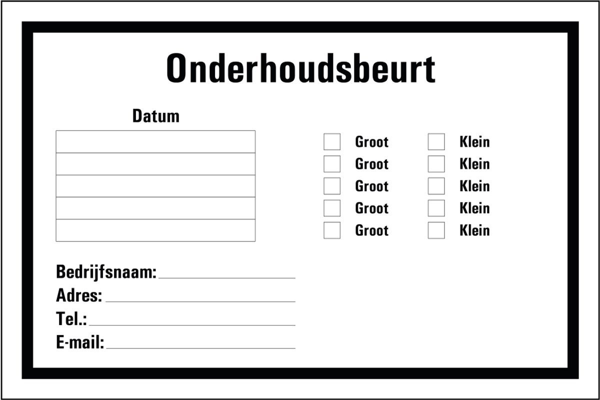 Onderhoudsbeurt sticker 150 x 100 mm