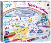 Totum 5 magische blaas pennen spraypens en sjablonen knutselset speciaal effect kleurverandering - cadeau tip creatief