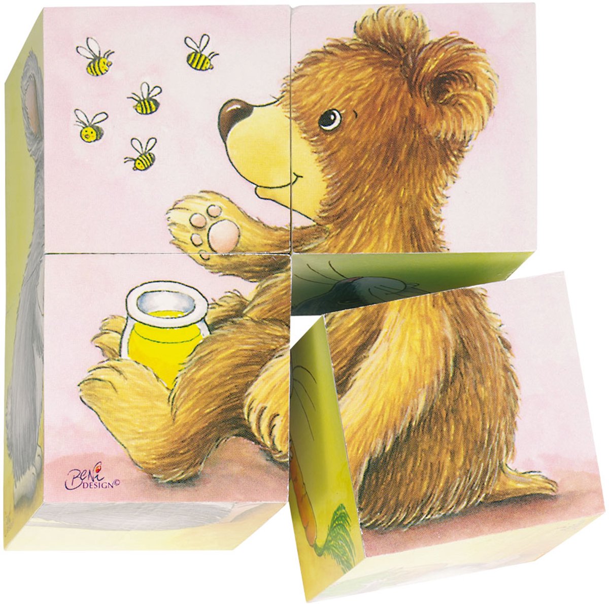 Houten Blokkenpuzzel Babydieren