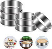 NAMYEUT 6 stuks 8 cm kleine roestvrij stalen mini-dessertringen met drukknop, dinerringen, roestvrij staal, mini-taartring, mousse, taartring, klein, rond, voor desserts, cake, mousse, taarten