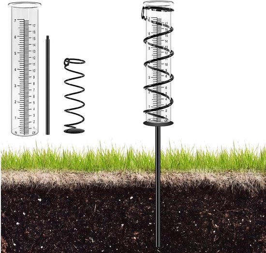 BoArt Regenmeter, 17,8 cm (7 in) vorstbestendig, verdikte transparante plastic regenmeter buiten, grote duidelijke cijfers en verstelbare hoogte regenmeetgereedschap voor tuin, gazon, terras en