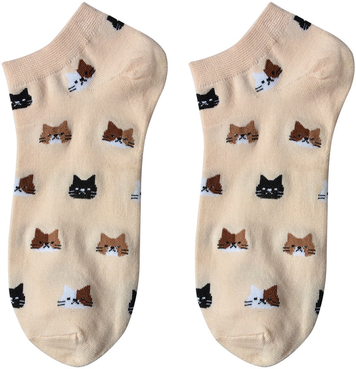 Clayre & Eef Grappige Sokken one size Beige Polyester Katten